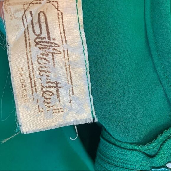 VINTAGE Emerald Green wrap skirt ruched waist dress - Picture 9 of 14